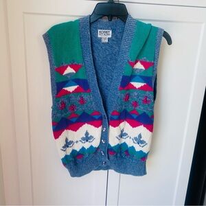 Womens vintage Christmas knitted vest small holiday ugly sweater